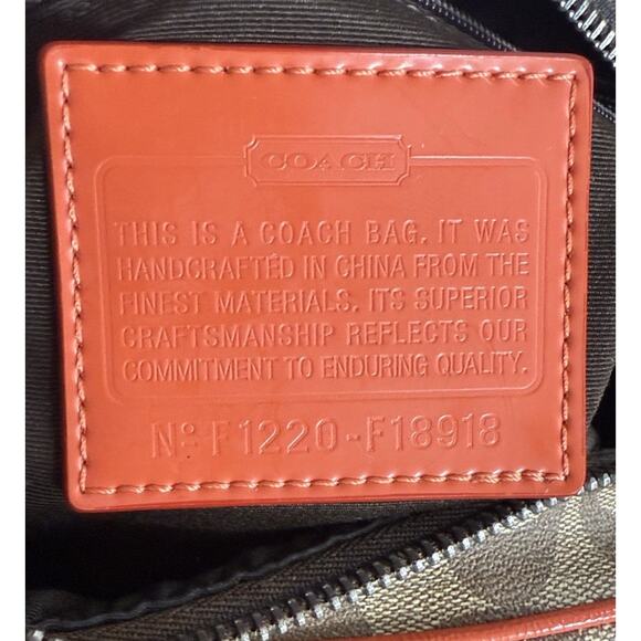 COACH-F18918-PEYTON-SATCHEL KHAKI/ORANGE - Picture 7 of 8